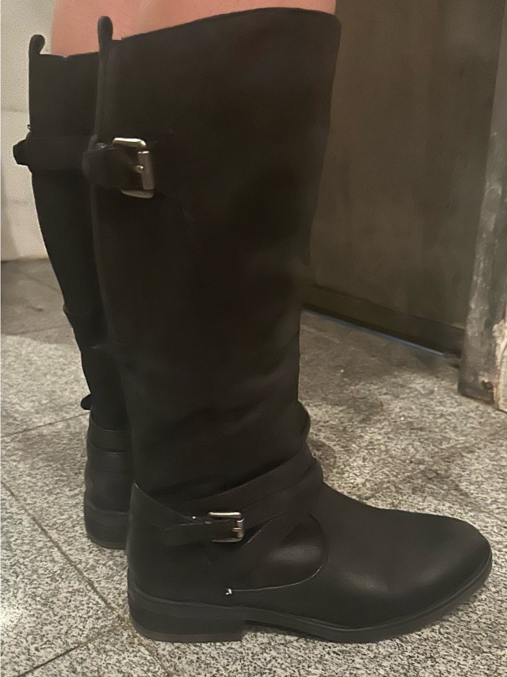 BareTrap black Women's Alysha Faux Leather Tall Riding Boots Size 7M
